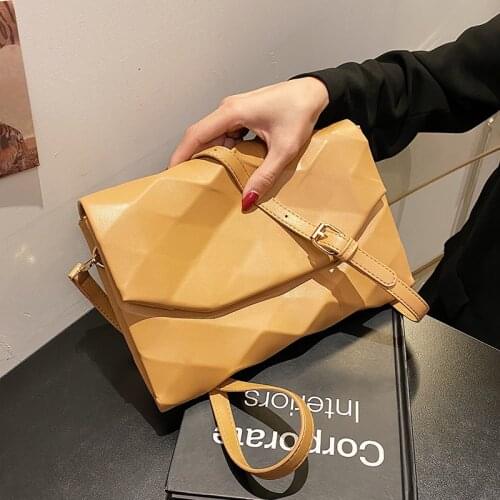 Geometry Envelope Design PU Leather Crossbody Shoulder Bags for Women 2021 Summer Luxury Female Solid Color Handbag