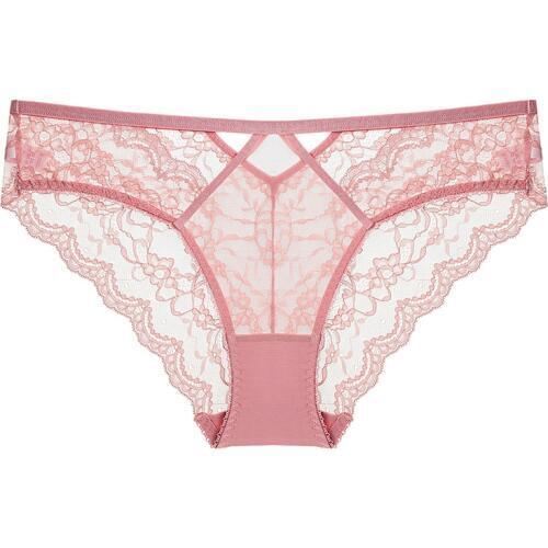 Pink Transparent Panties Ladies Underwear Female Hollow Out Lace Briefs Lingerie Women Low Waist Lingerie Cotton Crotch