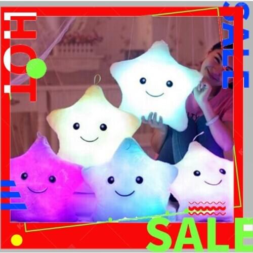 2021 Creative Toy Luminous Pillow Soft Stuffed Plush Glowing Colorful Stars Cushion Led Light Toys Gift For Kids Children Girls