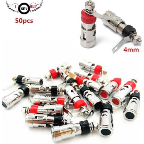 50pcs 4mm * 40mm Push-in Spring Speaker Amplifier Terminal Binding Post Banana Plug Jack Large Quick Socket 5pcs Red+5pcs Black