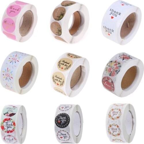 500pcs Gracias Spanish Thank You Heart Round Kraft Paper Seal Sticker For Handmade Products Baking Product Sealing Sticker Label