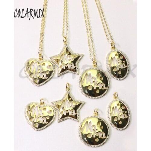 8Pcs Mama pendant necklace gold color necklace gift for lady jewelry necklace wholesale necklace