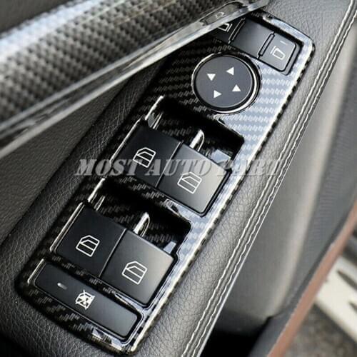 ABS Plastic Carbon Fiber Look Interior Window Lift Switch Button Frame Trim For Mercedes Benz A B C E CLA ML GL GLK GLA Class