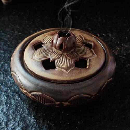 Antique ceramic incense burners creative Lotus censer of incense and fragrance of sandalwood incense coil sandalwood