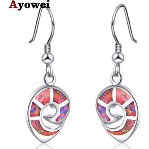 Ayowei Simple Design For For Women Orange Fire Opal Silver drop Earrings 925 Stamped Jewelry OE762A