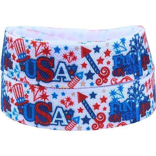 FLRA FOE Free shipping FLORA RIBBONS wholesale July 4th celebration fold over elastic