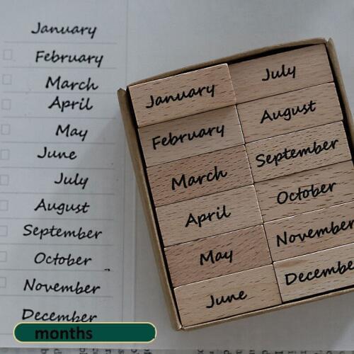 Weeks Months Wood Rubber Stamps For Stamping Scrapbooking Photo Album Decoration