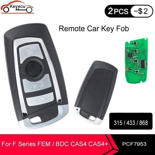 KEYECU Keyless Entry Car Remote Key Fob 4 Button 315MHz / 433MHz / 868MHz PCF7953/49 Chip for BMW F Series FEM / BDC CAS4 CAS4