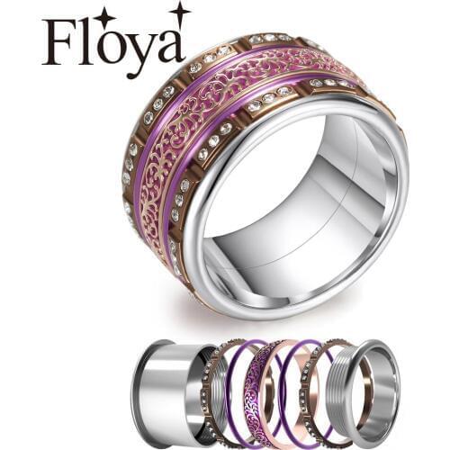 Floya Core Ring Women Blank Stainless Steel Ring Layering Interchangeable Femme Bijoux Materials