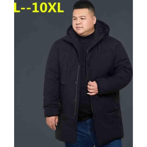 Plus size 10XL 8XL 6X long warm winter Jacket men Windproof brand clothing male cotton autumn coat quality black down Parkas men