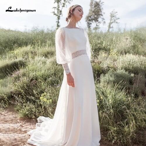 Lakshmigown Bohemian Boho Wedding Dress 2021Robe Marie Long Sleeve Beach Bridal Gowns Simple Tulle Bridal Dress vestido de novia