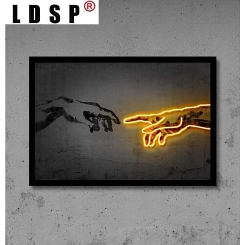 LDSP Abstract Canva Painting Poster Print Creation of Adam Neon Lights Cuadros Sofa Wall Art Picture Home Decor For Living Room
