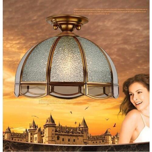 European Style Copper Art Ceiling Lights bedroom Study Room Balcony Corridor Ceiling Lamps All Copper Lamps 1966