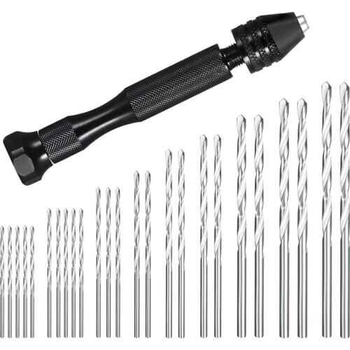 Hand Drill Set Precision Pin Vise With 25 Pieces Mini Twist Drill Bits For Model,Diy,Jewelry Making,Multipurpose Rotary Tool Dri