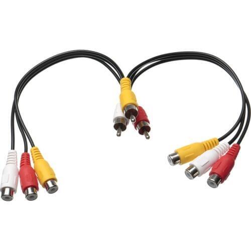 New 3 RCA Male To 6 RCA Female Plug Splitter Audio TV DVD Video Adapter AV Cable Dropshipping