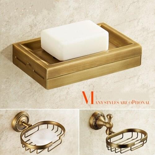 New Arrivals European-style Antique Brushed Brass Soap Dishes Soap holder Box Copper Bathroom Accessories Sanitary wares