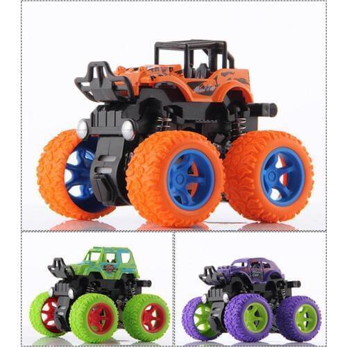 New Mini Inertial Off-Road Vehicle Four-Wheel-Drive Plastic Children Toy Car Pull Back Stunt Car Toys Gifts Random Color