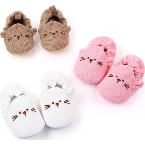 Infant Baby Boy Shoes Soft Bottom Non-Slip Crib Shoes for Girls 1 Year Old Knitted Slip On Shoes Cartoon Mouse Newborn Footwear