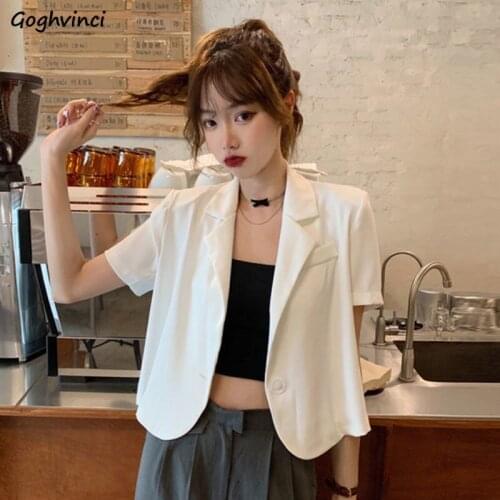 Blazers Women Short Sleeve Loose Solid Cropped Outwear Thin Summer Cool All-match Design Tender Lovely Quality Leisure Casual