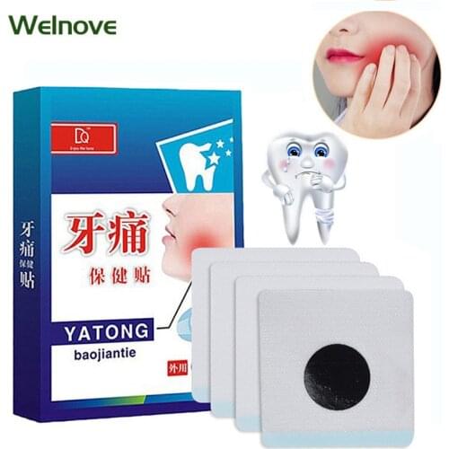 4pcs/box Chinese Herbal Toothache Pain Relief Patch Teeth Antibacterial Medicine Plasters Toothache Treatment Health Care