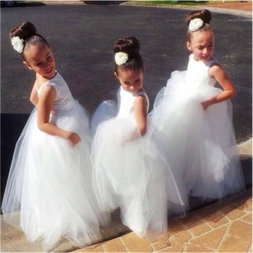 Flower Girl Dress First Communion Dresses for Girls Beaded Applique Kids Holy Communion Party Gown