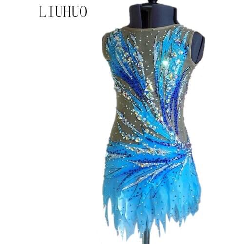 Figure Skating Dress Blue Artistic Gymnastics Costumes Girls Leotards patinage artistique Rhythmic Gymnastics leotards for Girls