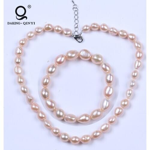 Jewelry Supplier Real Baroque Pearl Wedding Bridal Jewelry Set Necklace