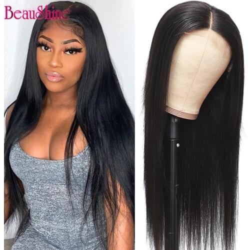 Straight hair Pre Plucked Lace Closure Wigs Peruvian Human Hair 4x4 Lace Closure Wig Remy hair Natural Color