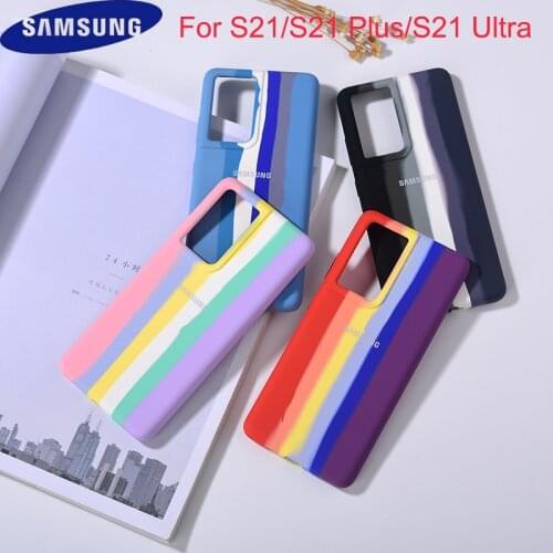 Rainbow Phone Case For Samsung Galaxy S21/S21+ S21 Plus /S21 Ultra Liquid Silicone Back Cover Shockproof Colorful Protect Shell