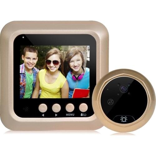 Smart Video Doorbell With Camera 2.4 Inch TFT Display Door Peephole Camera Infrared IR Night Vision Support TF Card Storage