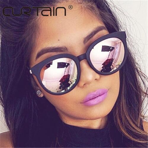 Cat eye pink sunglasses woman shades mirror female square sun glasses for women coating gafas 2019 fashion luxe brand sunglasses