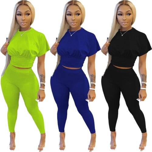 Sports Fashion Two-Piece Waist Short-Sleeved Trousers Suit