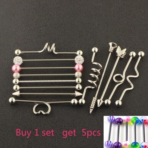 13pcs imixlot 316L Surgical Steel Industrial Barbell Earrings Heart Arrow for Women Men Helix Conch Cartilage Piercing Jewelry