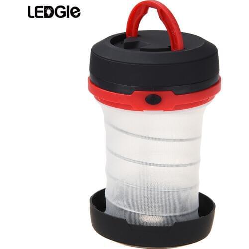 LEDGLE 3xAA Battery Outdoor LED Flashlight Retractable LED Camping Light Lantern Torch Tent Lamp use with Foldable Hook 5color