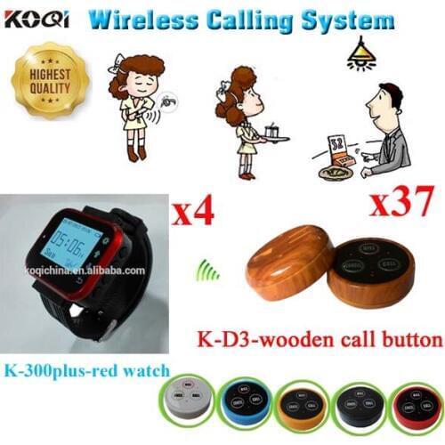Remote Restaurant Service Calling Bell System By EMS/DHL Shipping Free(4 watch +37 call button)