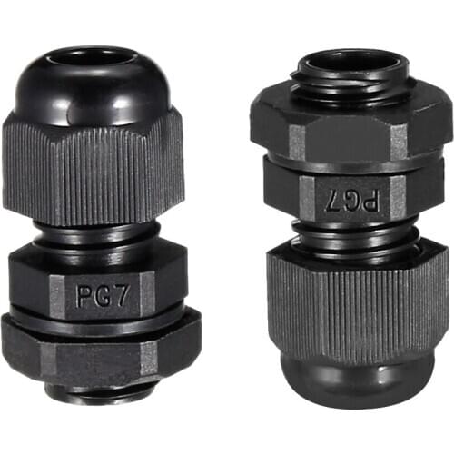 Uxcell 40 Pcs PG7 Cable Gland Waterproof Plastic Joint Adjustable Locknut Black for 3mm-6.5mm Diameter Cable Wire
