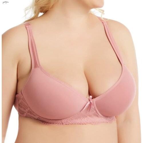 Softrhyme Women\s Ruffles Underwire Minimizer Bra High Stretch Underwear Bras for Women Bralette Plus Size Bra Big Cup D E F