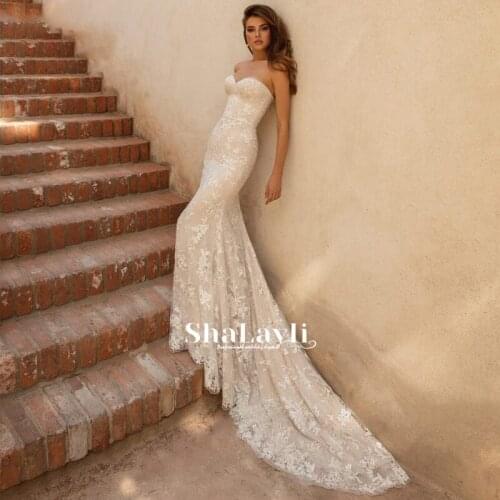 Vintage Mermaid Wedding Dresses Soft Satin Beach Bridal Gowns V-neck Sleeveless Lace Appliques Party Gowns Vestido De Novia