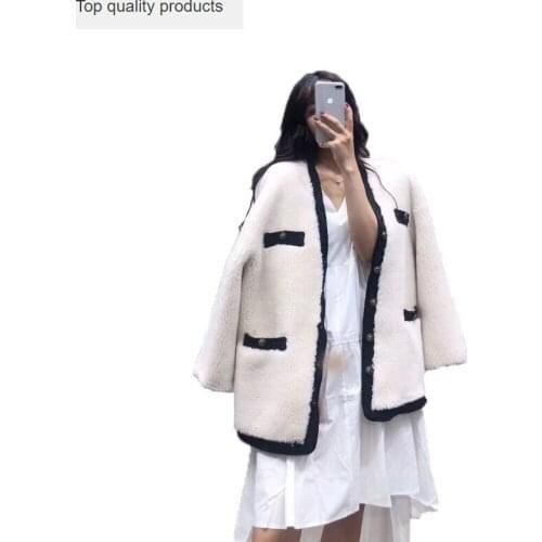 Winter Real Fur Coat Women 2020 Autumn Winter Natural Wool Coats Female Sheep Shearling Overcoat Outwear manteau femme L506