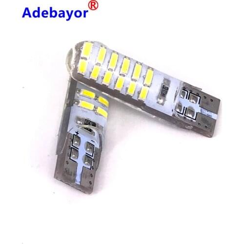 100pcs T10 W5W Silicone Case 24 SMD 3014 LED Car Reading Light 192 168 501 24SMD 24 LED Auto Wedge Bulb Parking Lamps 12V