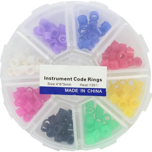 160pcs/Set Dental Instrument Color Code Rings Multi-Color Silicone Autoclavable Disinfection Orthodontic Universal Circle4*6*5MM