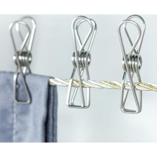 20pcs Multipurpose Stainless Steel Clips Clothes Pins Pegs Holders Clothing Clamps Sealing Clip Household Clothespin Dropshipp