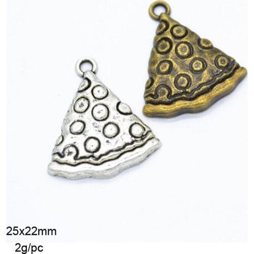 30pcs 25x22mm Alloy Retro Pizza Charm Pendant Jewelry Findings Accessories