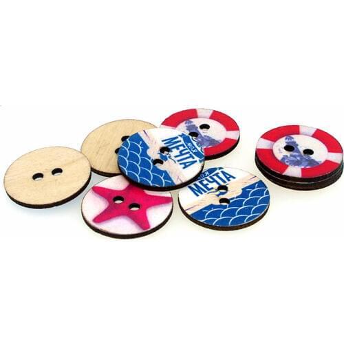 30pcs Wood Buttons Round Sailing style MIxed Sewing Button Scrapbooking Embellishments Crafts DIY Decorative WC0057 25mm