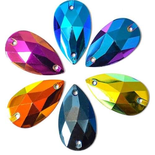 7x12mm 13x22mm Water Droplets Flatback Resin Sew On Rhinestones Crystals Sewing Strass for DIY Wedding Dress Clothes Accessories