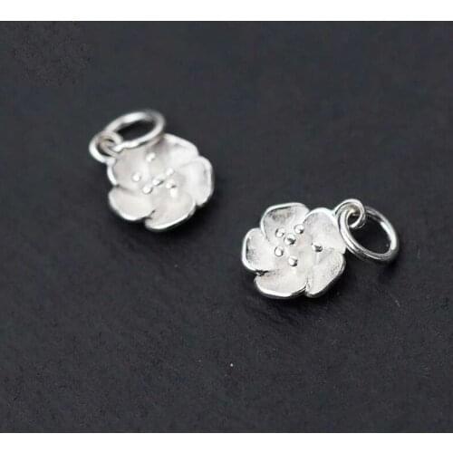 925 Sterling Silver Pretty Craft Flower Charm For Earrings Bracelets Fit DIY Jewelry Handmade Women Decoration Pendants 11x9mm