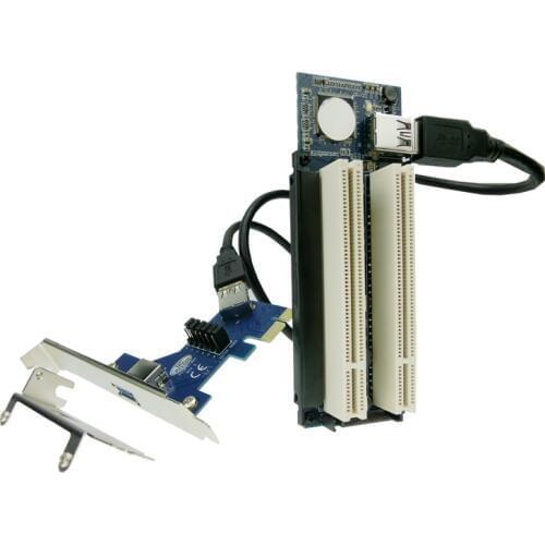 PCI-express x1 PCIe TO 2 PCI Adapter Router Dual PCI slot Riser Card usb3.0 low profile bracket