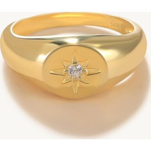 CANNER Glossy round octagonal star Ring 925 Sterling Silver Anillos Rings For Women Luxury Fine Jewelry Wedding Bague Bijoux