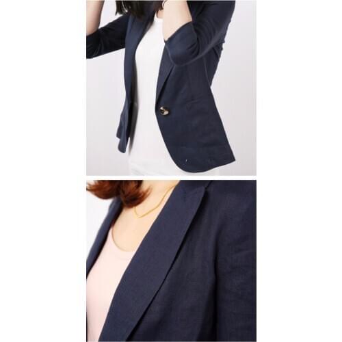 Single Button Blazer Fashion Short Design 4/5 Sleeve 2020 Summer Autumn Casual Slim Suit Jackets Women Blazers Thin WLF055
