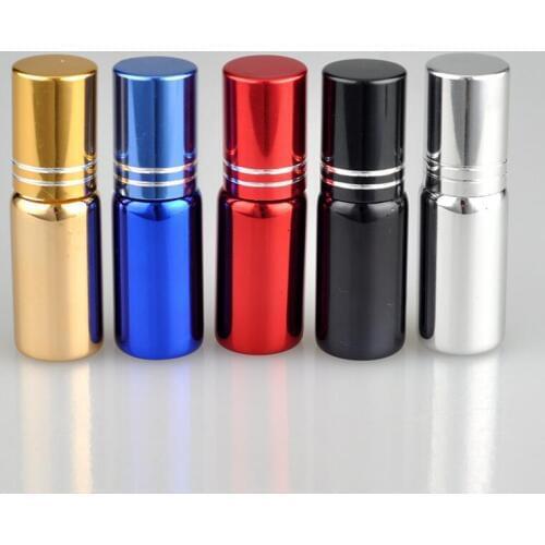 5ml Mini UV Glass Perfume Bottle Empty Refillable Roll-on Perfume Case With Stainless Steel Ball LX5264